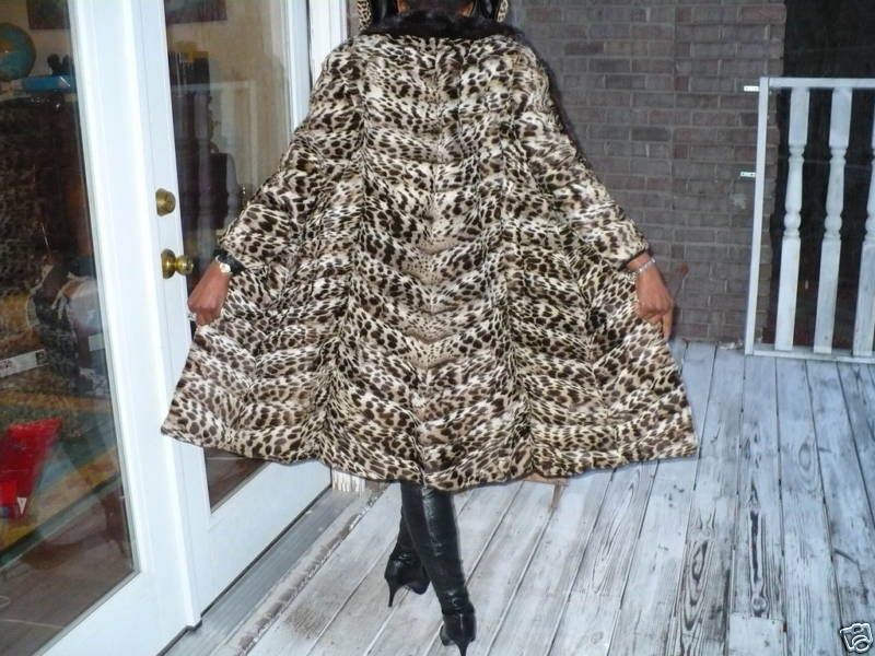 RARE Fab Full Length Spotted Genet Mink Fur Coat XS S