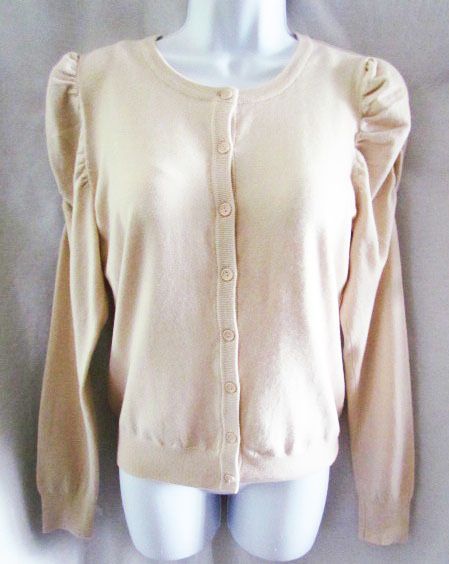 GRACE ELEMENTS New Ivory Oatmeal Heather Knit Cardigan Sweater Button