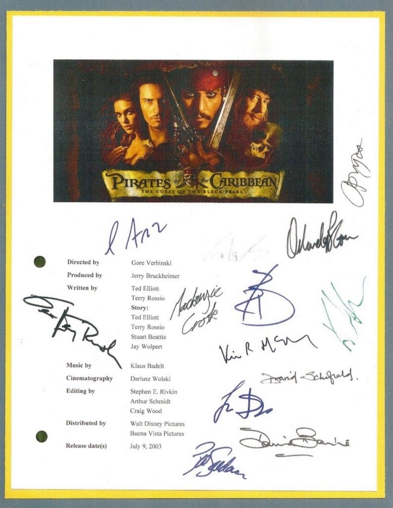 PIRATES OF THE CARIBBEAN SIGNED SCRIPT RPT JOHNNY DEPP GEOFFREY RUSCH