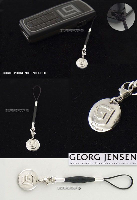 georg jensen silver mobile charm with gj logo