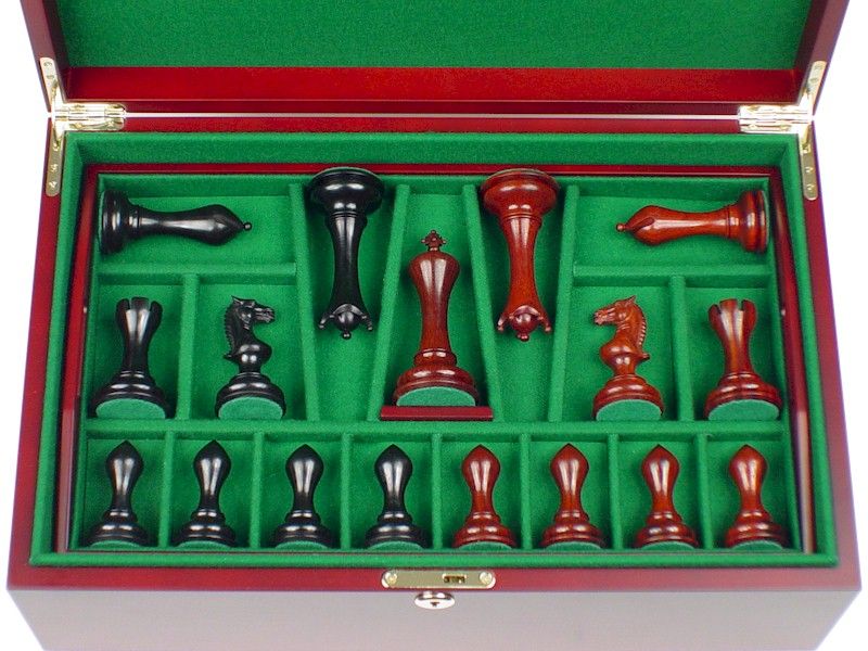 Gotham Prestige Chess Set Ebony Red Sandalwood 4 4