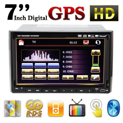  Car Stereo DVD CD VCD  USB Player GPS Map Bluetooth Radio TV