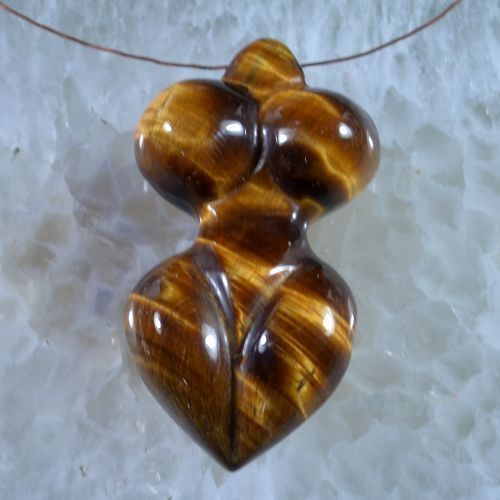 Y0035 Carved Golden Tiger Eye Goddess Pendant Bead