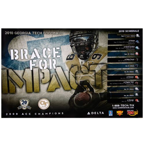 Georgia Tech Yellow Jackets 2010 Football Schedule Poster