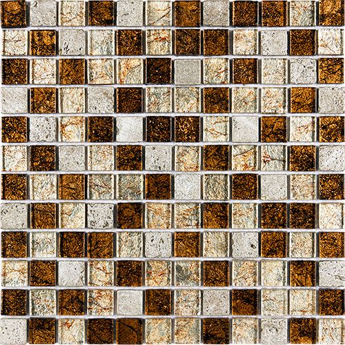  Bathroom Coated Resin Stone Metallic Copper Rust Glass Mosaic Tile