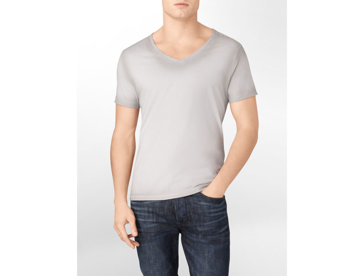 Calvin Klein CK One Sprayed Solid V Neck Graphic T Shirt Mens