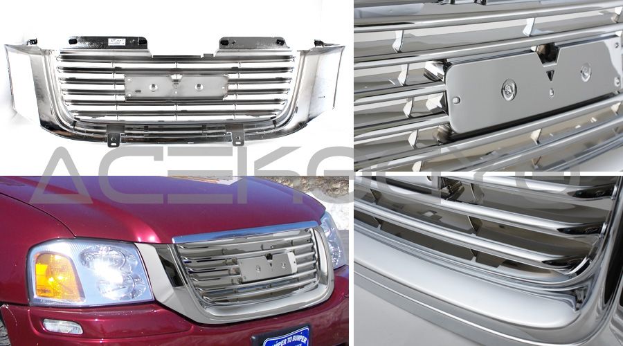 2003 2008 GMC Envoy Chrome Front Upper 1pc Grill Grille Sle Body Hood