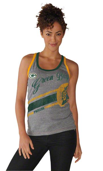 Green Bay Packers Womens Grey Smashmouth Tri Blend Tank Top