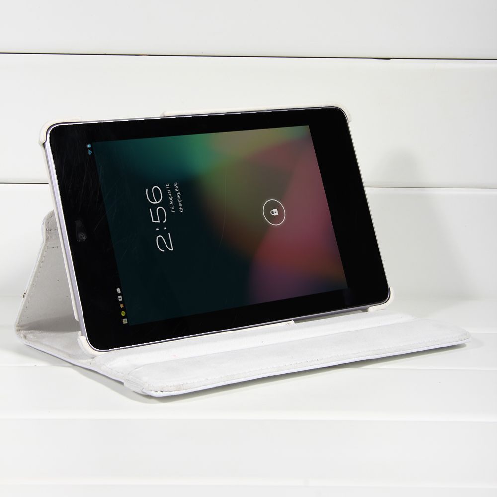 Google Asus Nexus 7 White 360 Rotating Magnetic Leather Smart Case