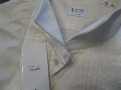 nwt armani shirt tuxedo formal italy $ 475 16l free links