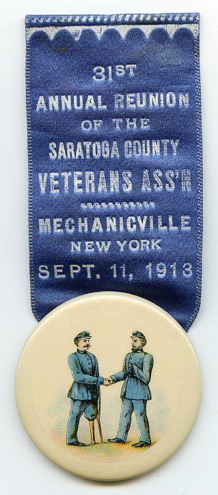 Civil War Veterans Assn 1913 Pin & Ribbon Mechanicville NY Saratoga