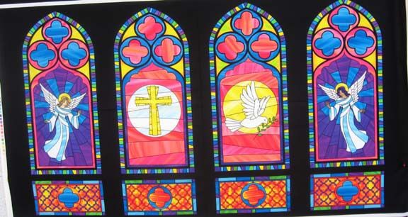  Dove Church Stained Glass Windows Quilt Blocks Sew Craft Panel