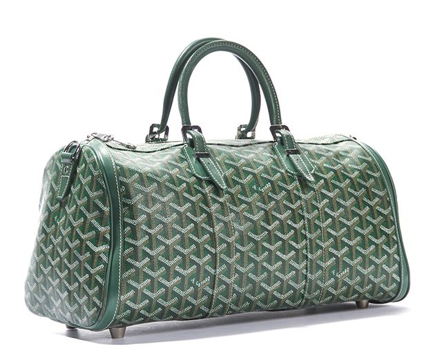 Goyard Green Monogram Chevron Coated Croisiere 35 Satchel Bag