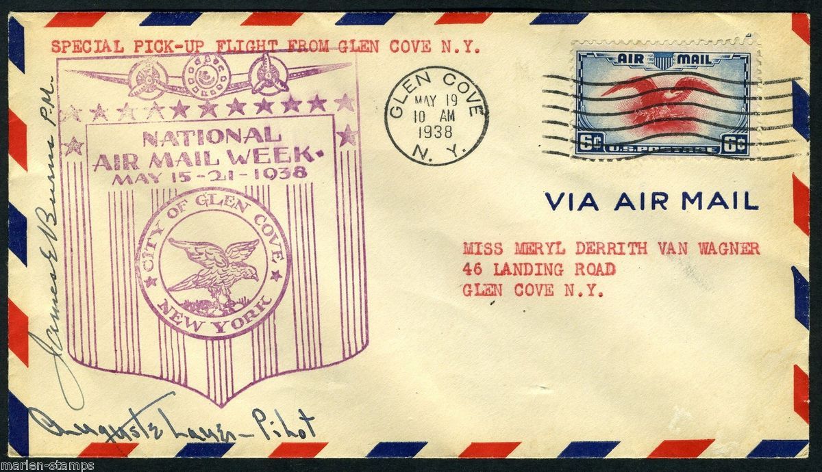 US NATIONAL AIR MAIL WEEK GLEN COVE NY TO NEWARK NEWJERSEY COVER 5 19