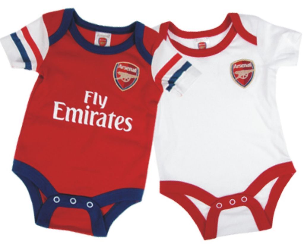 PACK ARSENAL FC BODYSUIT BABYGROW VESTS 3 6 mths 68cm FOOTBALL GIFT