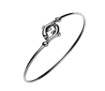 Greek Jewelry Dolphins Sterling Silver Cuff Bracelet