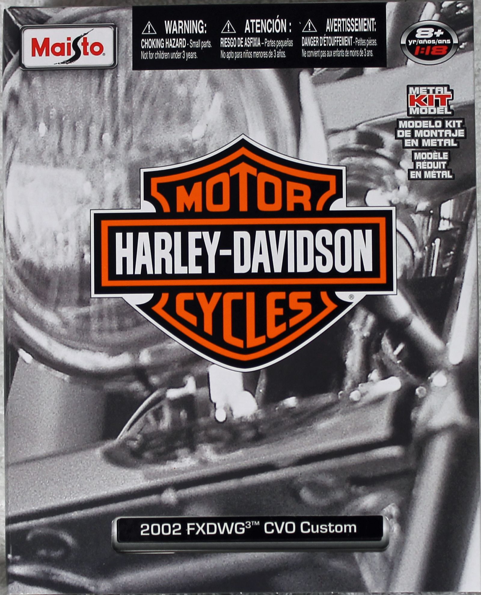 Maisto Harley Davidson 118 2002 FXDWG CVO Custom Diecast Motorcycle