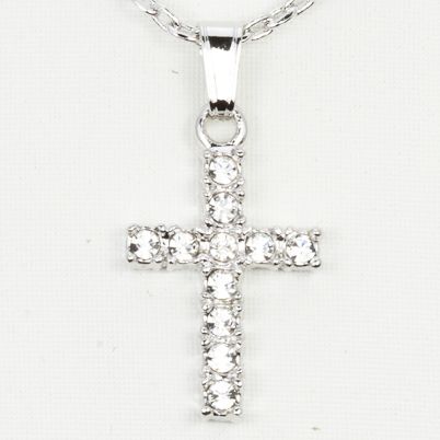Ajuna 14k White Gold Filled Crystal Cross Pendant Necklace