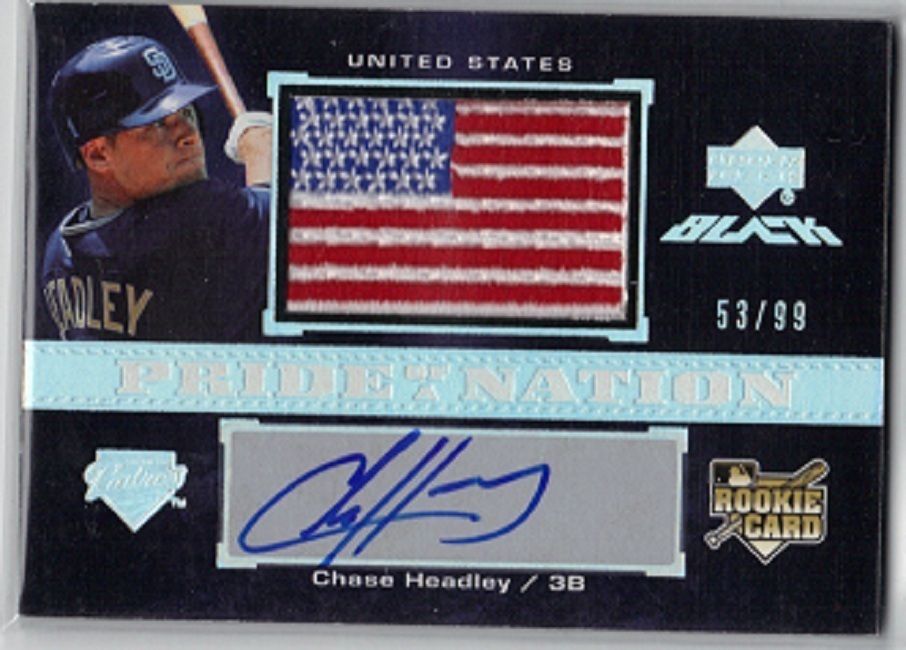 Chase Headley 2007 UD Black Rookie Auto USA Logo 53 99