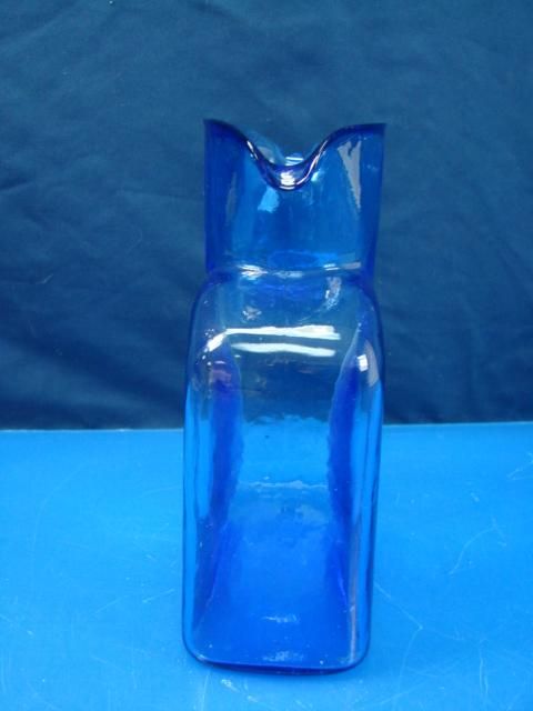  Double Spouted Cobalt Water Juice Pitcher Transparent Wide Top