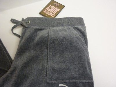 Juicy Couture Heather Gray Velour Flare Leg sweat Track Snap Pocket