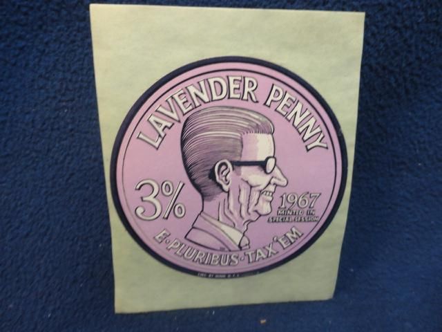 Lavender Penny. Gov. Harold Levander introduced the 3% Sales Tax in