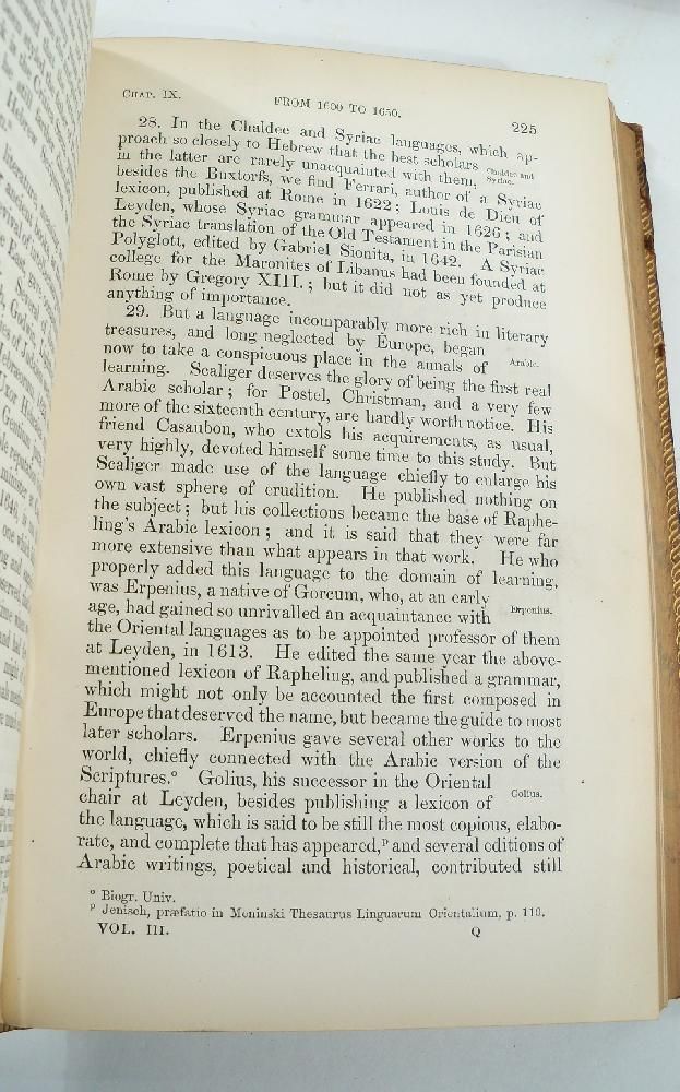 1854 4th Edition Hallam Literat Ure of Europe 3 Vol