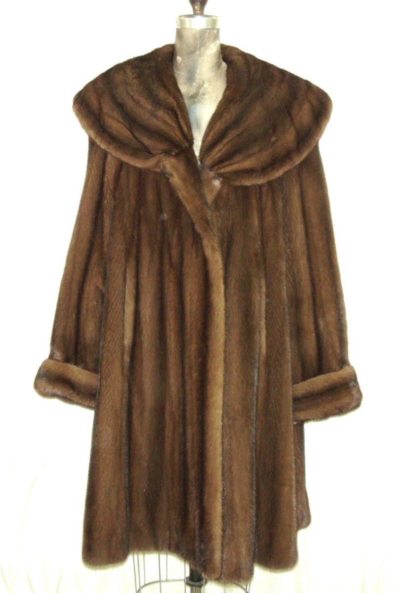  CONDITION MAHOGANY MINK DESIGNER FUR COAT SIZE 12 14 MEC & GREGORYS