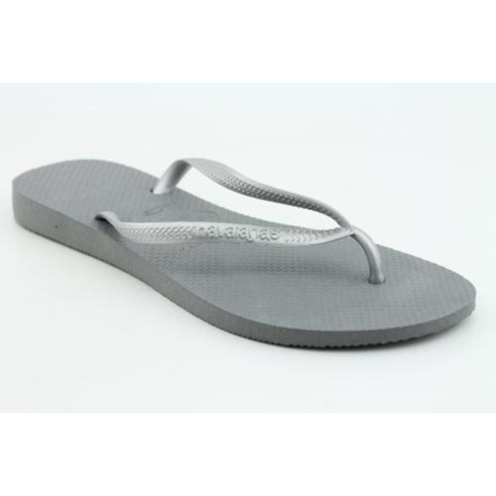 Havaianas Slim Youth Kids Girls Size 2 Silver Synthetic Flip Flops