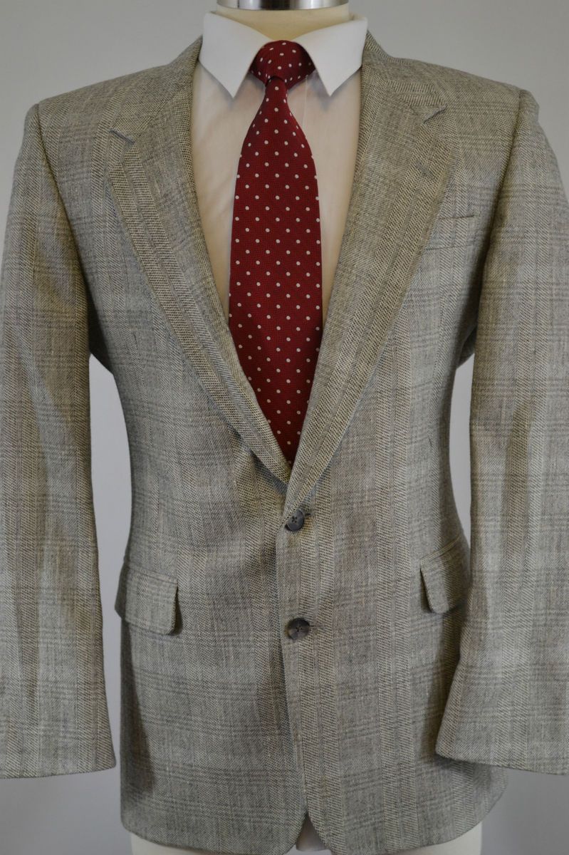 Mens Adolfo Gray Glen Plaid Sport Coat Blazer 38R