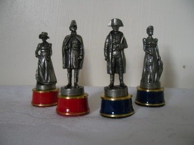 Vintage  Battle of Waterloo  Pewter Chess Set Orig Table by Franklin