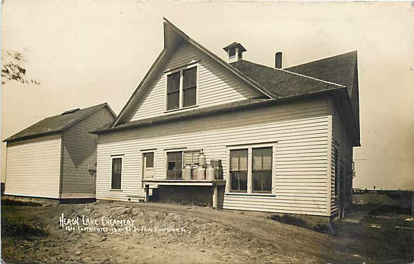 MN, Heron Lake, Minnesota, RPPC, Creamery, Milk Cans, St Paul Souvenir