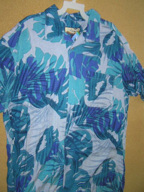 Havana Jacks Cafe Aloha Shirt Size L 100 Rayon Mint