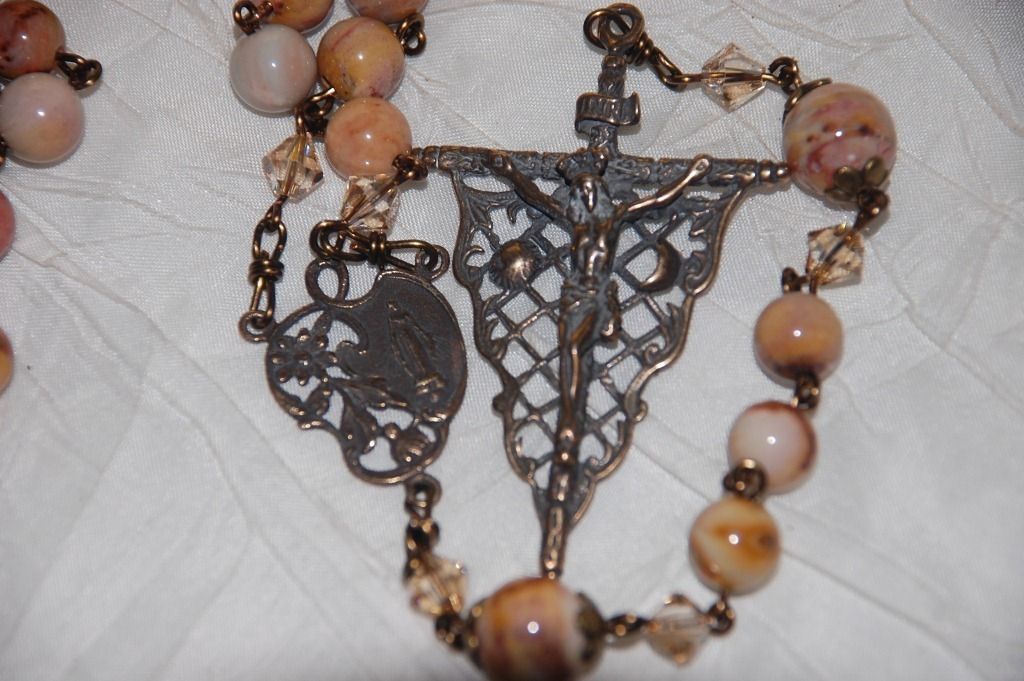 Hidden Valley Jasper on Bronze Beautiful & Delicate Handmade Catholic