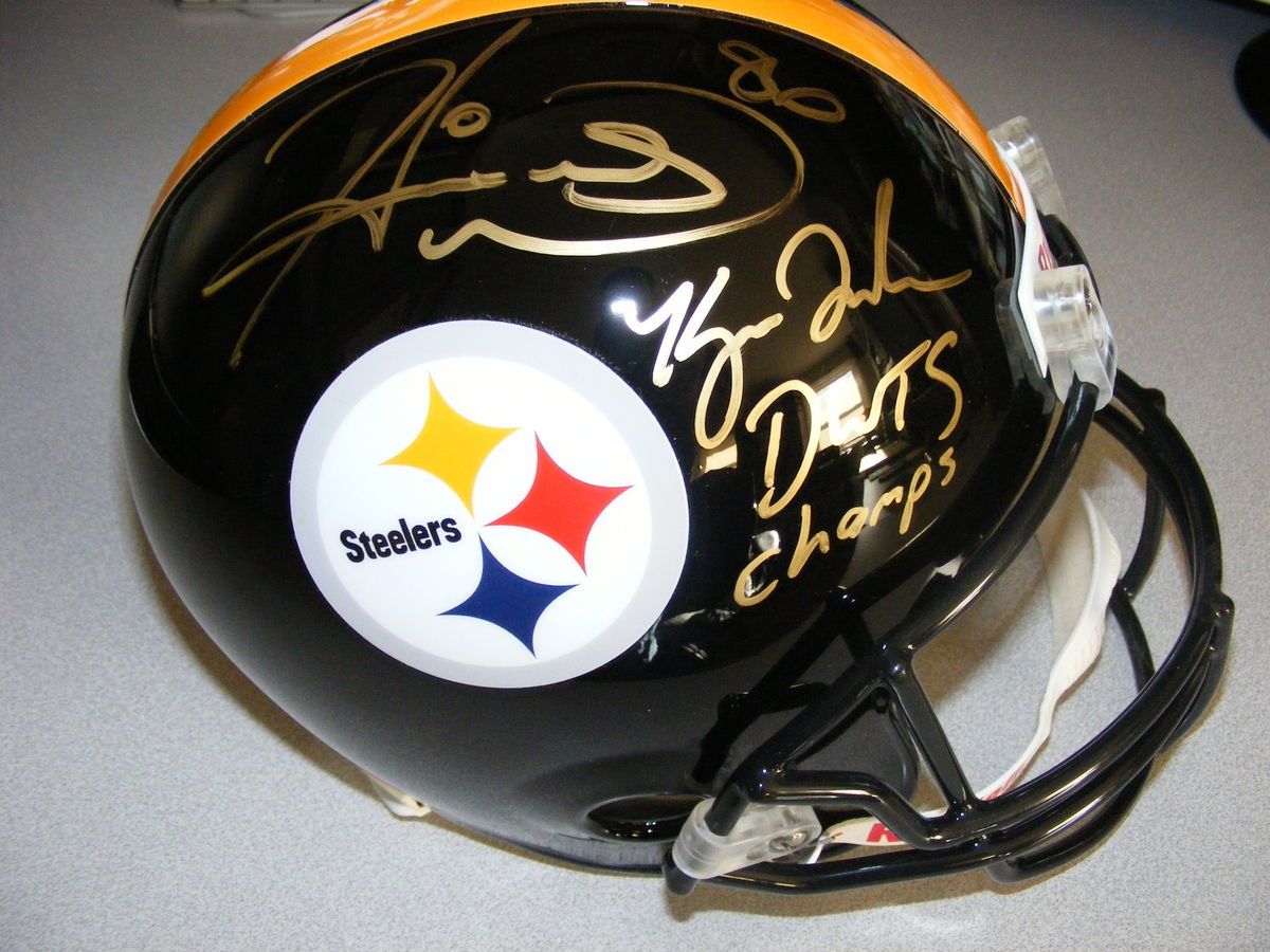 HINES WARD KYM JOHNSON AUTOGRAPH FULL SIZE HELMET PITTSBURGH STEELERS