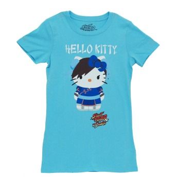  juniors babydoll t shirt tee sku ts2075 hello kitty street fighter x