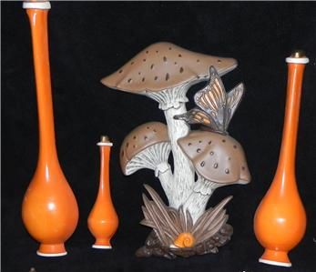 Pieces Homco Syroco Hoda Wall Home Decor Orange Bottles Mushrooms