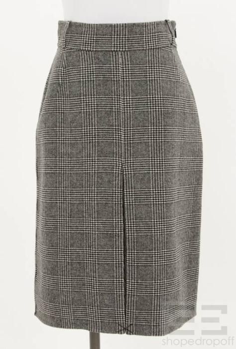 ch carolina herrera black white tweed skirt size 4