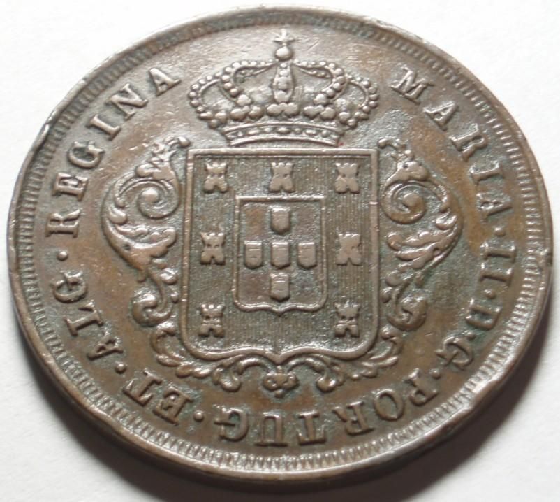 Obverse MARIA • II • D • G • PORTUG • ET • ALG