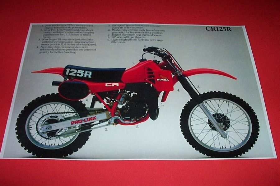 82 HONDA CR 125 MOTOCROSS DIRT BIKE POSTER CR125 500 * vintage