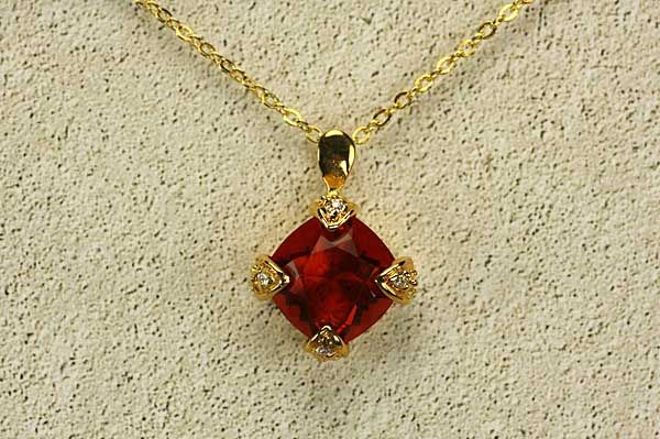 14k GP 6ct Orange Topaz Prong Pendant