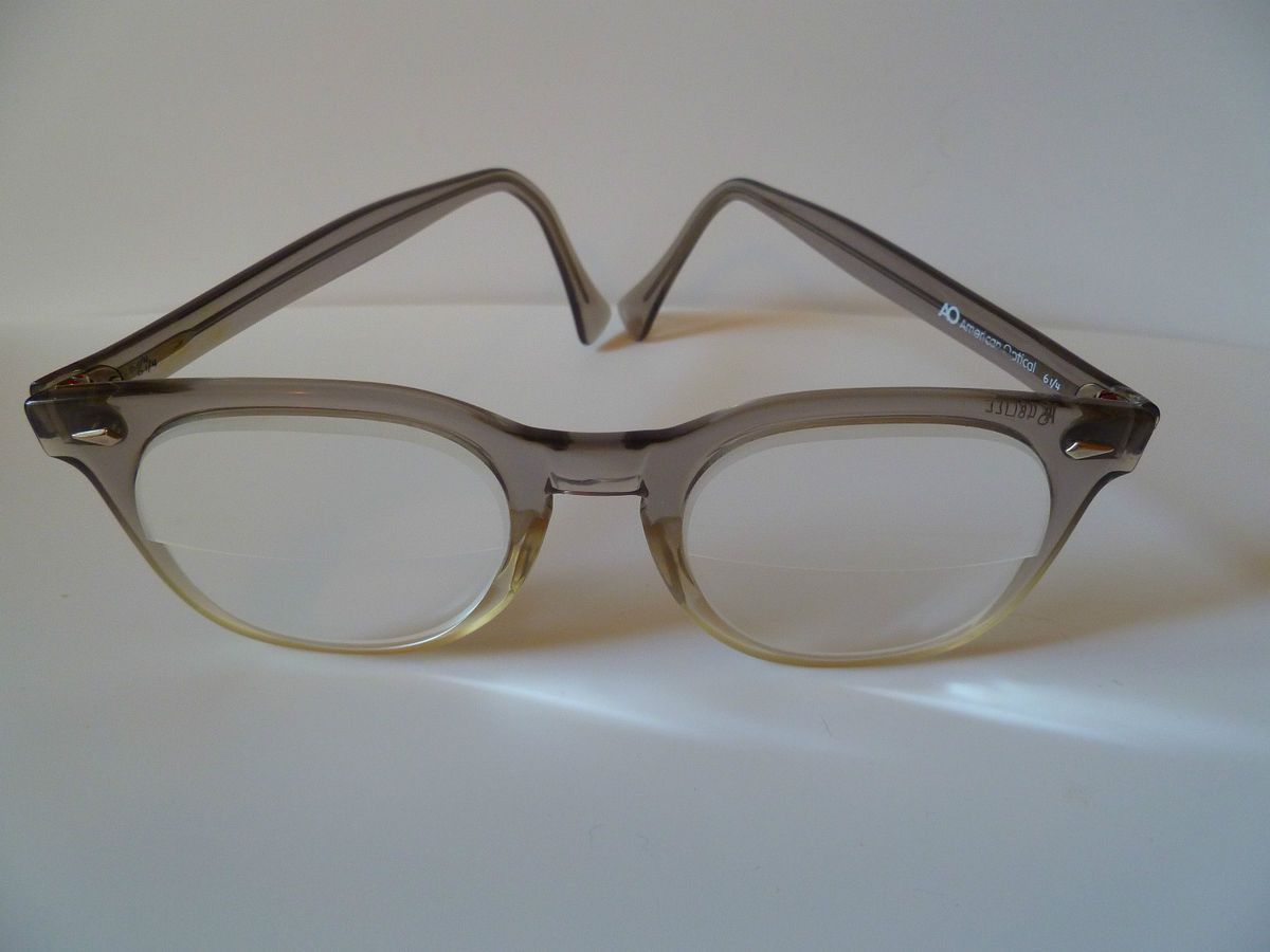 American Optical Horn Rimmed Glasses Gray Fades Plastic Frames AO 48
