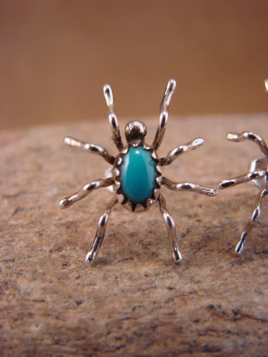  Sterling Silver Turquoise Spider Post Earrings by Spencer