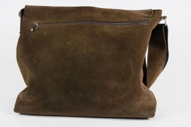 Leonhard Heyden Thick Brown Suede Flap Messenger Cross Body Bag Made