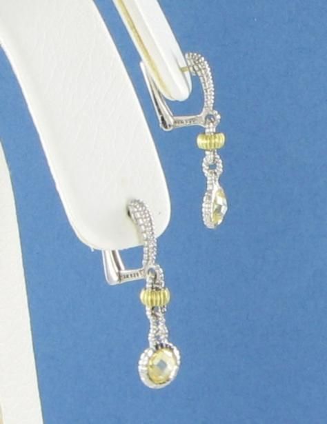 Judith Ripka Canary Crystal Dangle Earrings 925 Silver 18K Yellow Gold