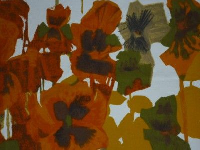 Howard Carter Huge Pansies Heals Fabric Vintage 1960s Modern Design