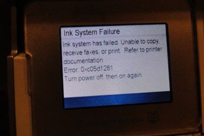 HP Photosmart C7280 All in One Inkjet Printer Ink System Failure