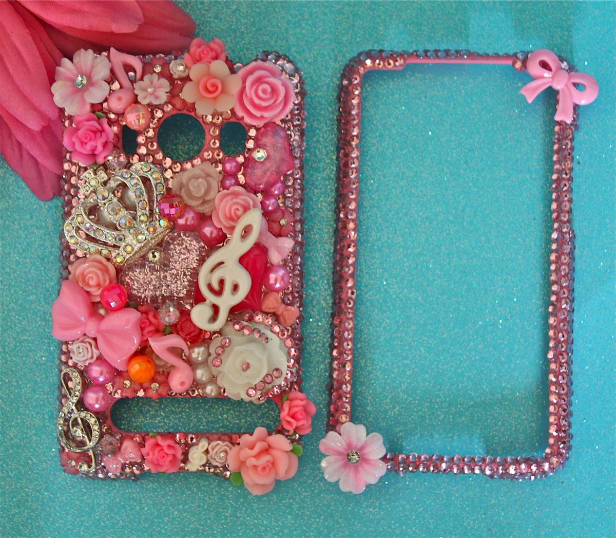   HTC EVO 4G PINK CRYSTAL JUICY CUTE BLING DECO 3D PHONE CASE COVER