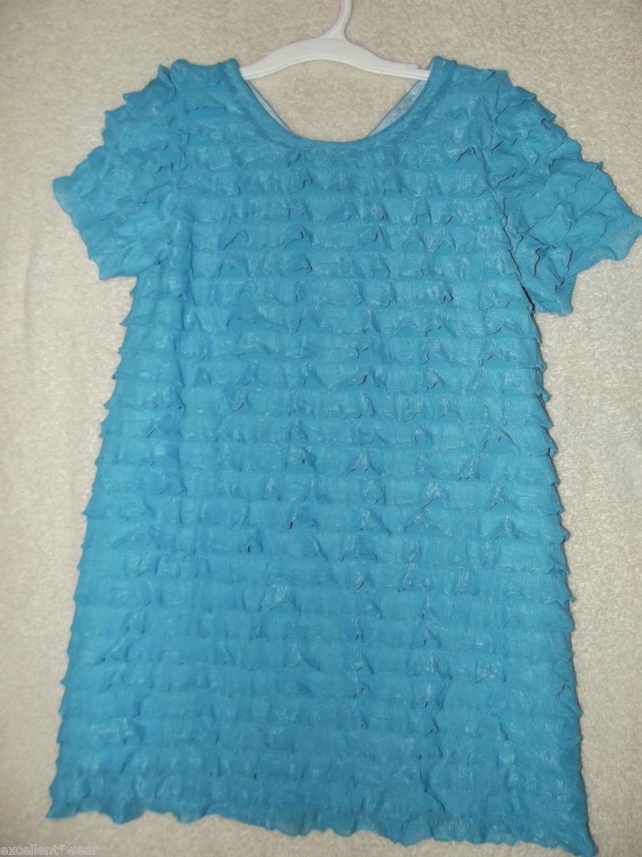 Handmade Euro Boutique Turquoise Ruffle Tiered Dress Sz 6 Worn 1x