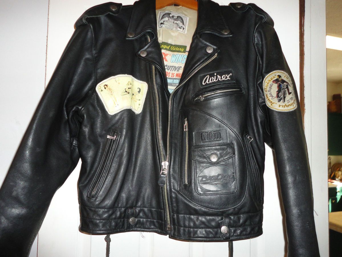 Avirex Motorcycle Biker Vintage Leather Jacket on PopScreen